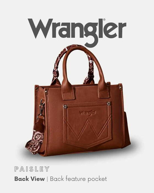 Womens Wrangler Paisley Crossbody Tote Bag - Tan / Pink / Blue