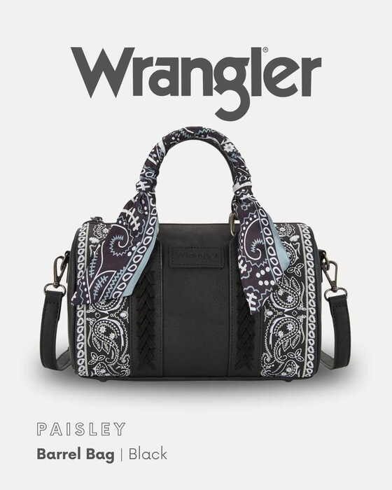 Womens Wrangler Paisley Barrel Bag - Tan or Black