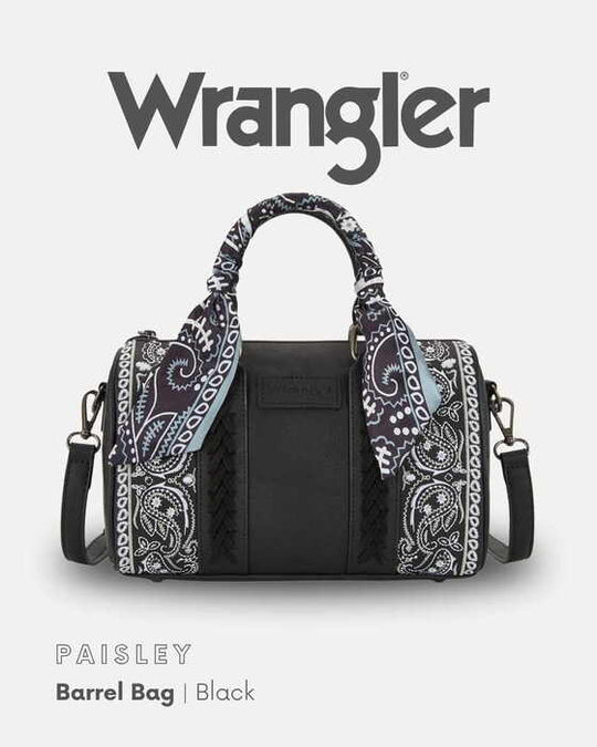 Womens Wrangler Paisley Barrel Bag - Tan or Black