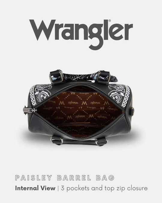 Womens Wrangler Paisley Barrel Bag - Tan or Black