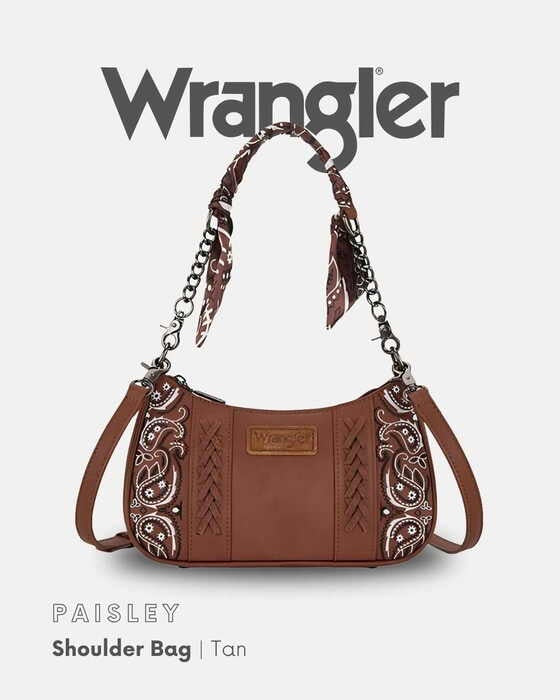 Womens Wrangler Paisley Shoulder Bag - Tan or Pink