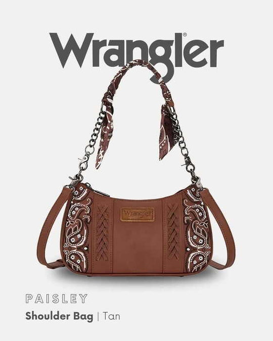 Womens Wrangler Paisley Shoulder Bag - Tan or Pink