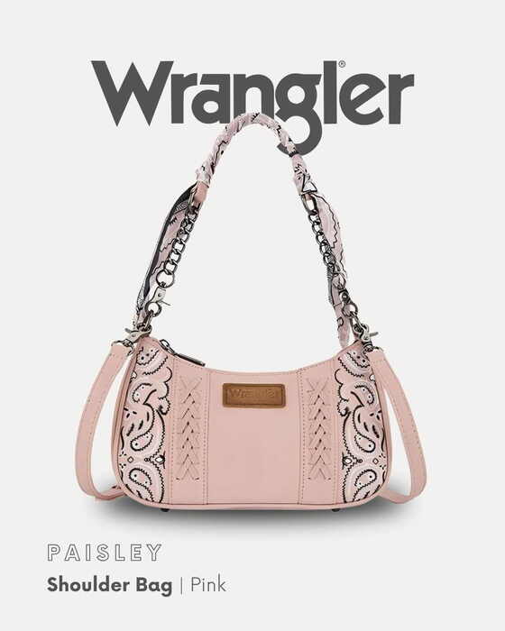 Womens Wrangler Paisley Shoulder Bag - Tan or Pink
