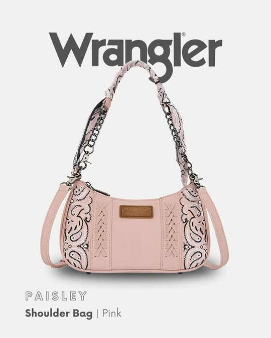 Womens Wrangler Paisley Shoulder Bag - Tan or Pink