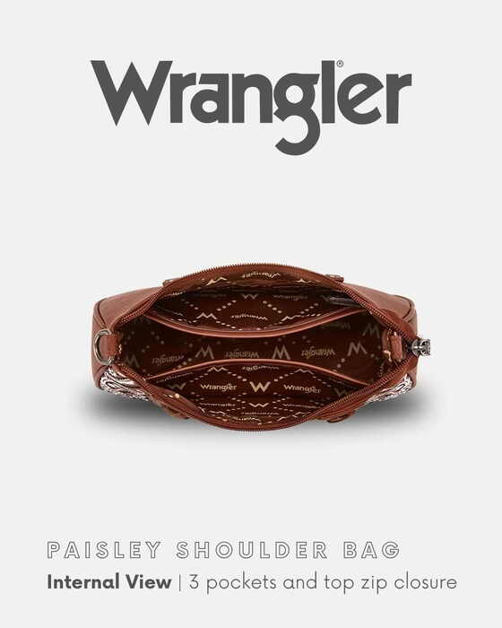 Womens Wrangler Paisley Shoulder Bag - Tan or Pink
