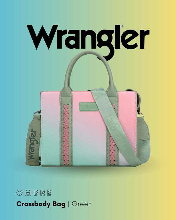 Womens Wrangler Ombre Crossbody Tote Bag - Taupe / Green / Pink