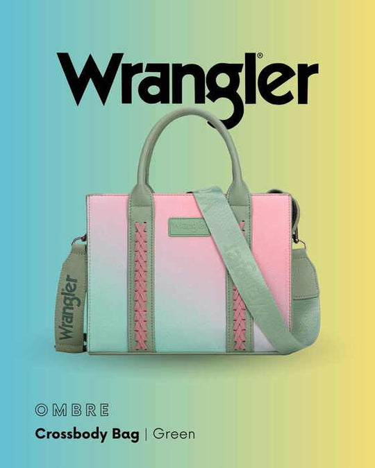 Womens Wrangler Ombre Crossbody Tote Bag - Taupe / Green / Pink