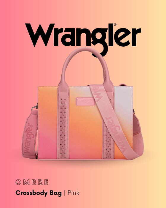 Womens Wrangler Ombre Crossbody Tote Bag - Taupe / Green / Pink