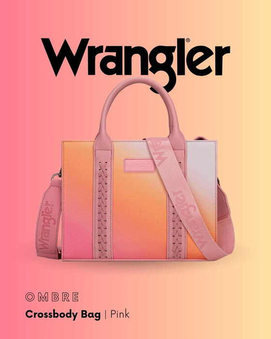 Womens Wrangler Ombre Crossbody Tote Bag - Taupe / Green / Pink