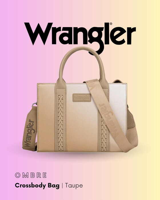 Womens Wrangler Ombre Crossbody Tote Bag - Taupe / Green / Pink