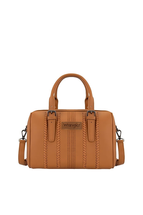 Womens Wrangler Boston Stitch Barrel Bag - Tan or Camel/Blue