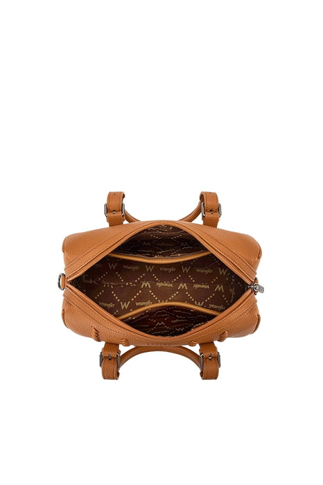 Womens Wrangler Boston Stitch Barrel Bag - Tan or Camel/Blue