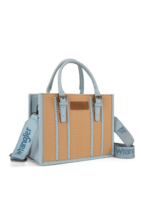 Womens Wrangler Boston Stitch Crossbody Bag - Tan or Camel/Blue