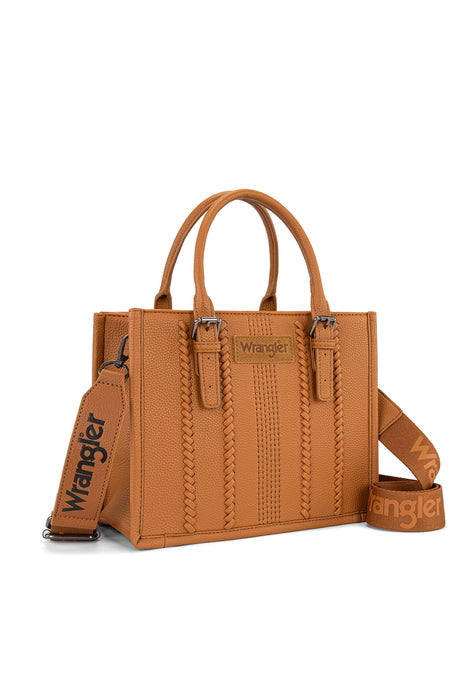 Womens Wrangler Boston Stitch Crossbody Bag - Tan or Camel/Blue