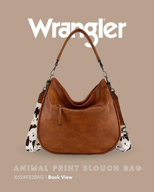 Womens Wrangler Animal Print Slouch Hobo Bag - Leopard or Tan
