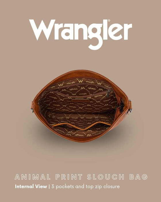 Womens Wrangler Animal Print Slouch Hobo Bag - Leopard or Tan