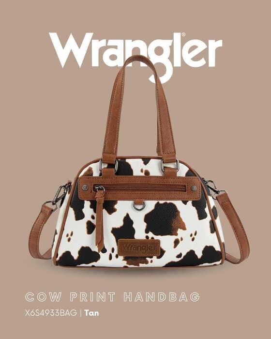 Womens Wrangler Cow Print Handbag - Tan