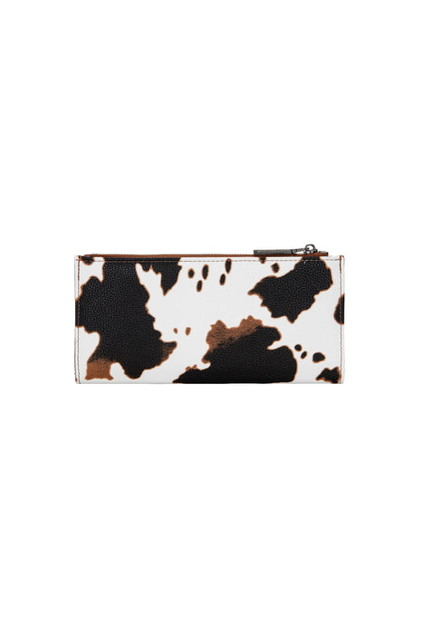 Womens Wrangler Cow Print Slim Wallet Purse - Tan or Black