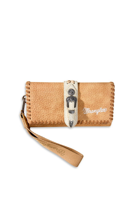 Womens Wrangler Avery Wallet Purse with Buckle - Light Tan or Natural