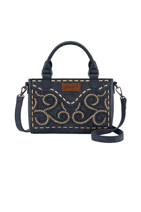 Womens Wrangler Swirl Stich Crossbody Bag - Navy / Tan /Natural