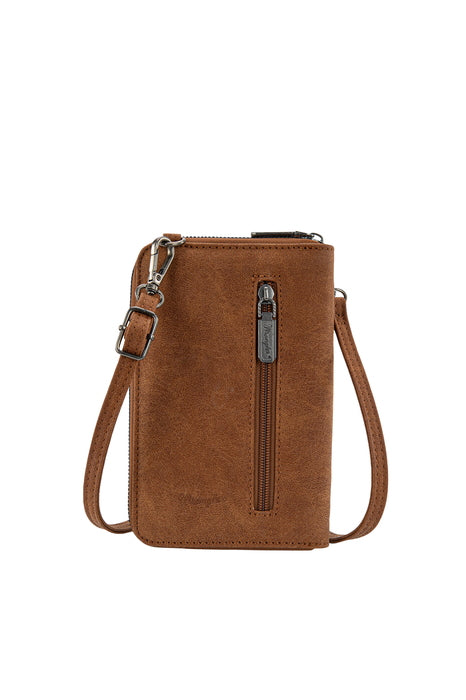 Womens Wrangler Swirl Crossbody Phone Wallet Purse Bag - Navy / Tan / Natural