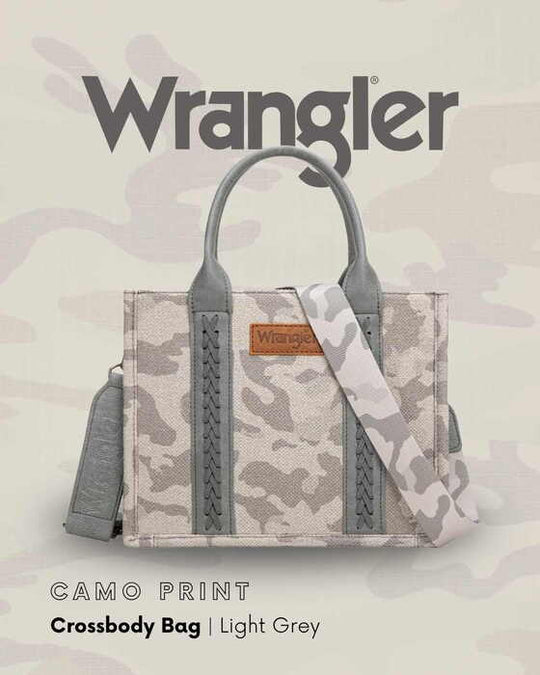 Womens Wrangler Camo Print Crossbody Bag - Light Tan / Pink / Light Grey