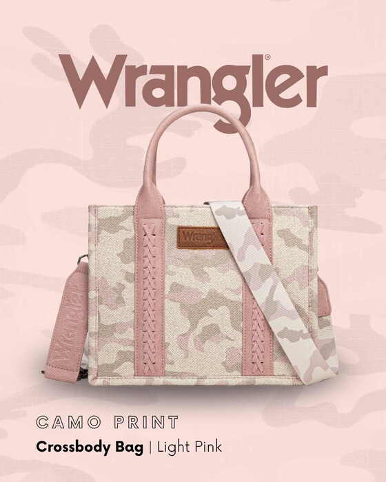 Womens Wrangler Camo Print Crossbody Bag - Light Tan / Pink / Light Grey