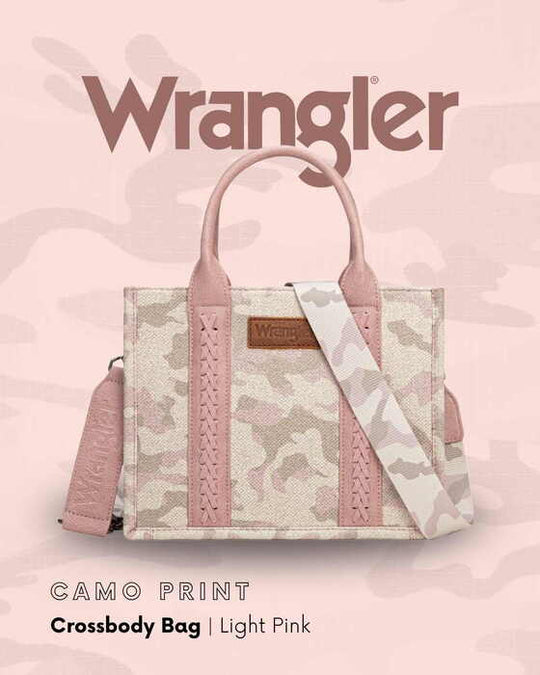 Womens Wrangler Camo Print Crossbody Bag - Light Tan / Pink / Light Grey