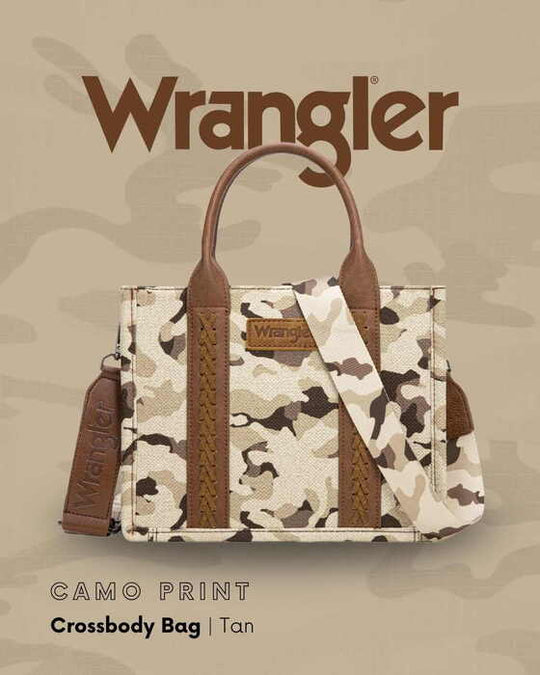 Womens Wrangler Camo Print Crossbody Bag - Light Tan / Pink / Light Grey