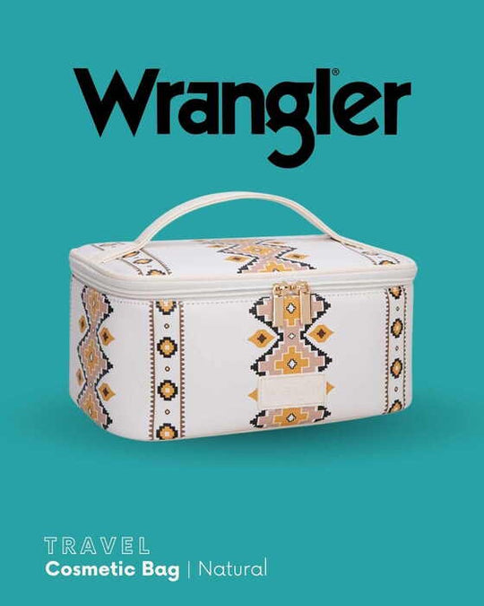 Womens Wrangler Travel Cosmetic Bag - Tan Natural or Turquoise