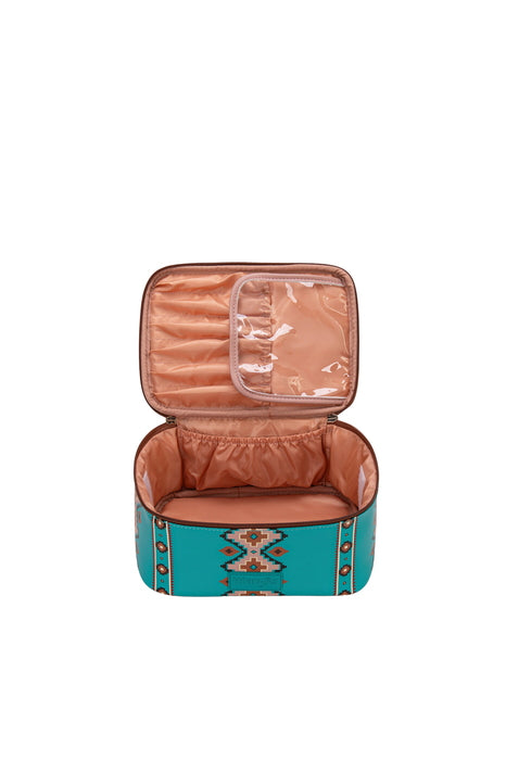 Womens Wrangler Travel Cosmetic Bag - Tan Natural or Turquoise
