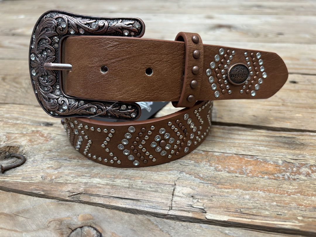Womens Pure Western Yasmin Belt - Tan (7041897594957)