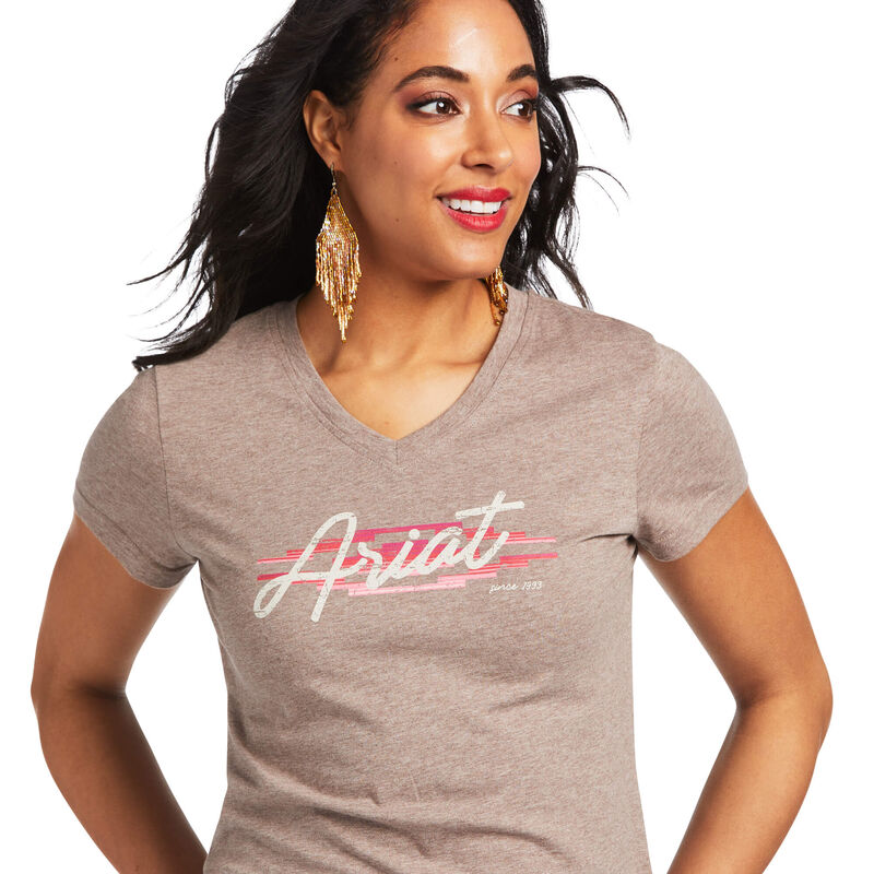 Womens Ariat REAL Script Logo V neck Classic Fit Tshirt Tee (6761800925261)