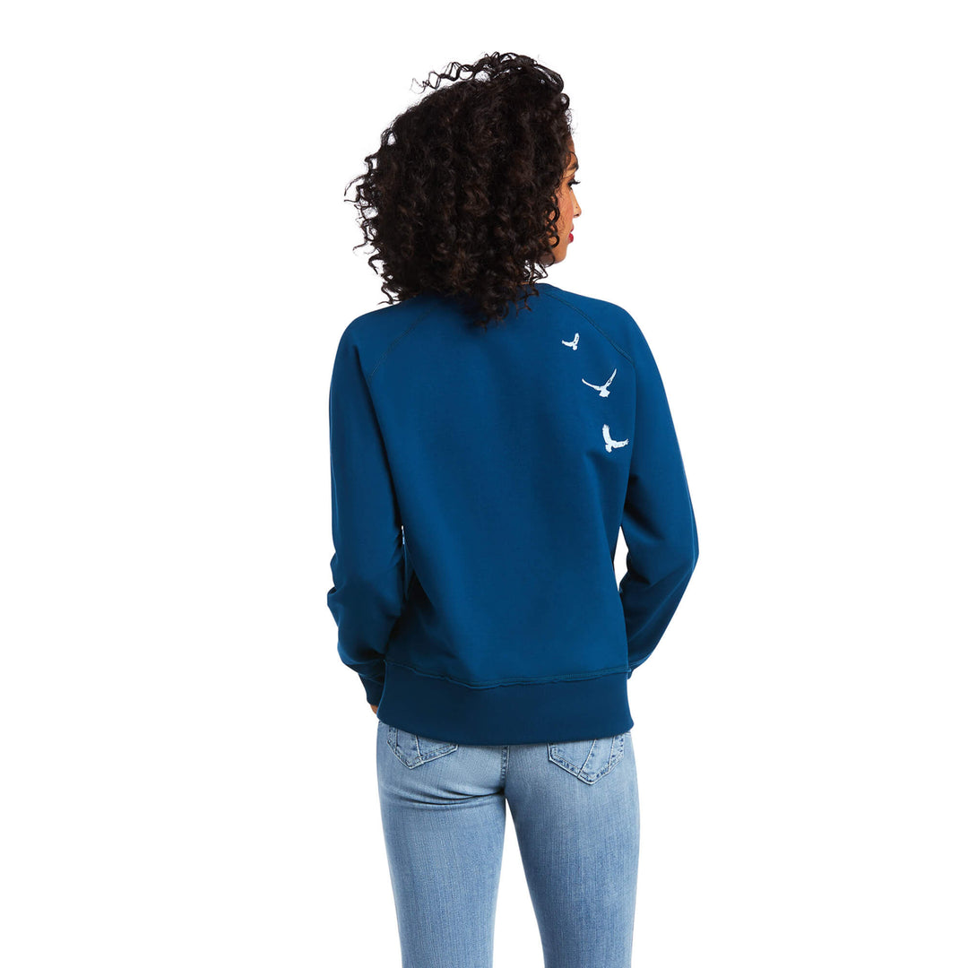 Womens Ariat Paradise Ranch Blue Nights Crew Sweater (6761800826957)