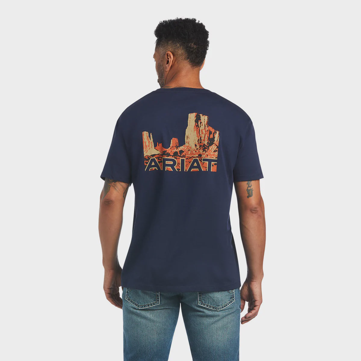 Mens Ariat Monument Sunset Tee Tshirt - Midnight Navy (6809260851277)