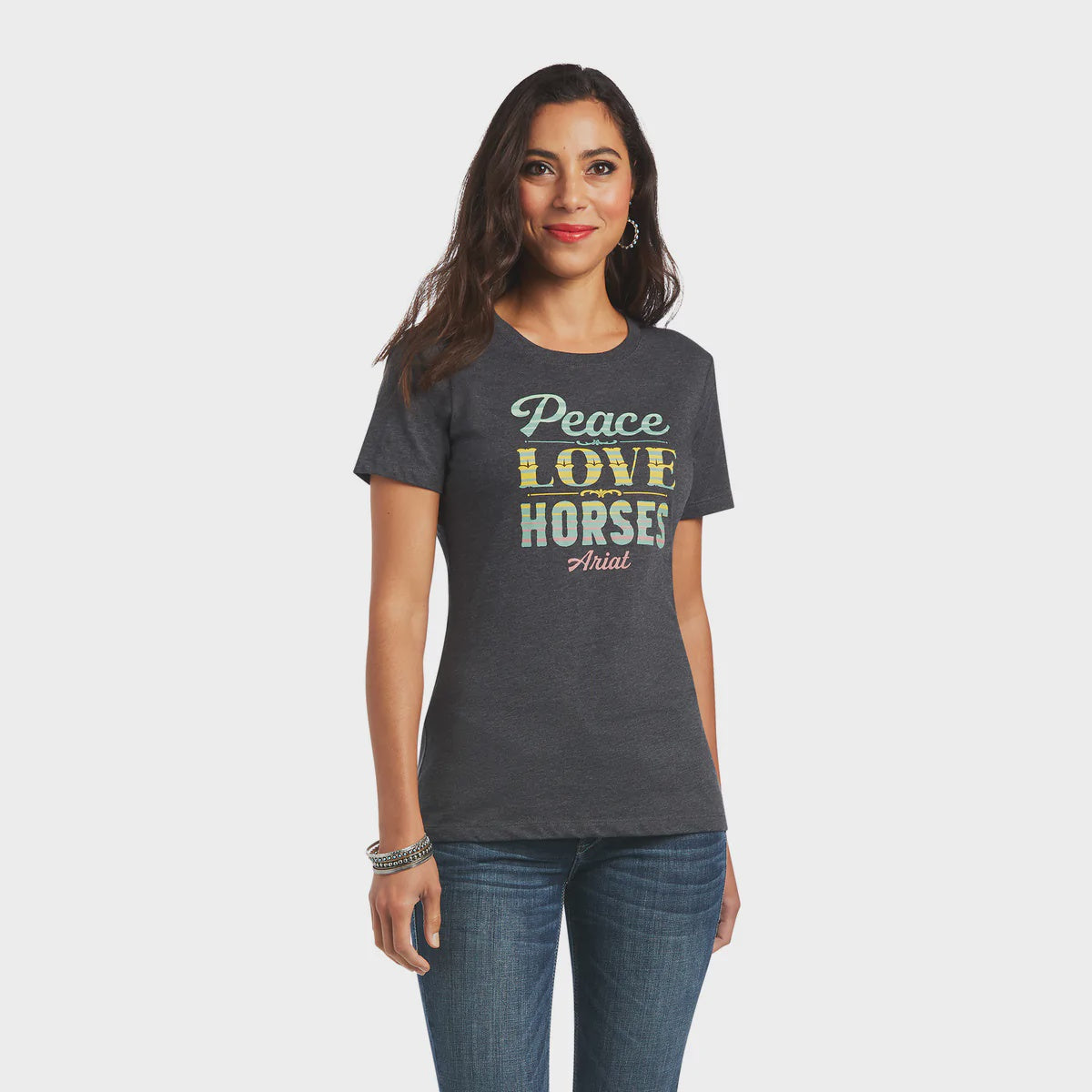 Womens Ariat Peace Love Horses Tee Tshirt (6809250234445)