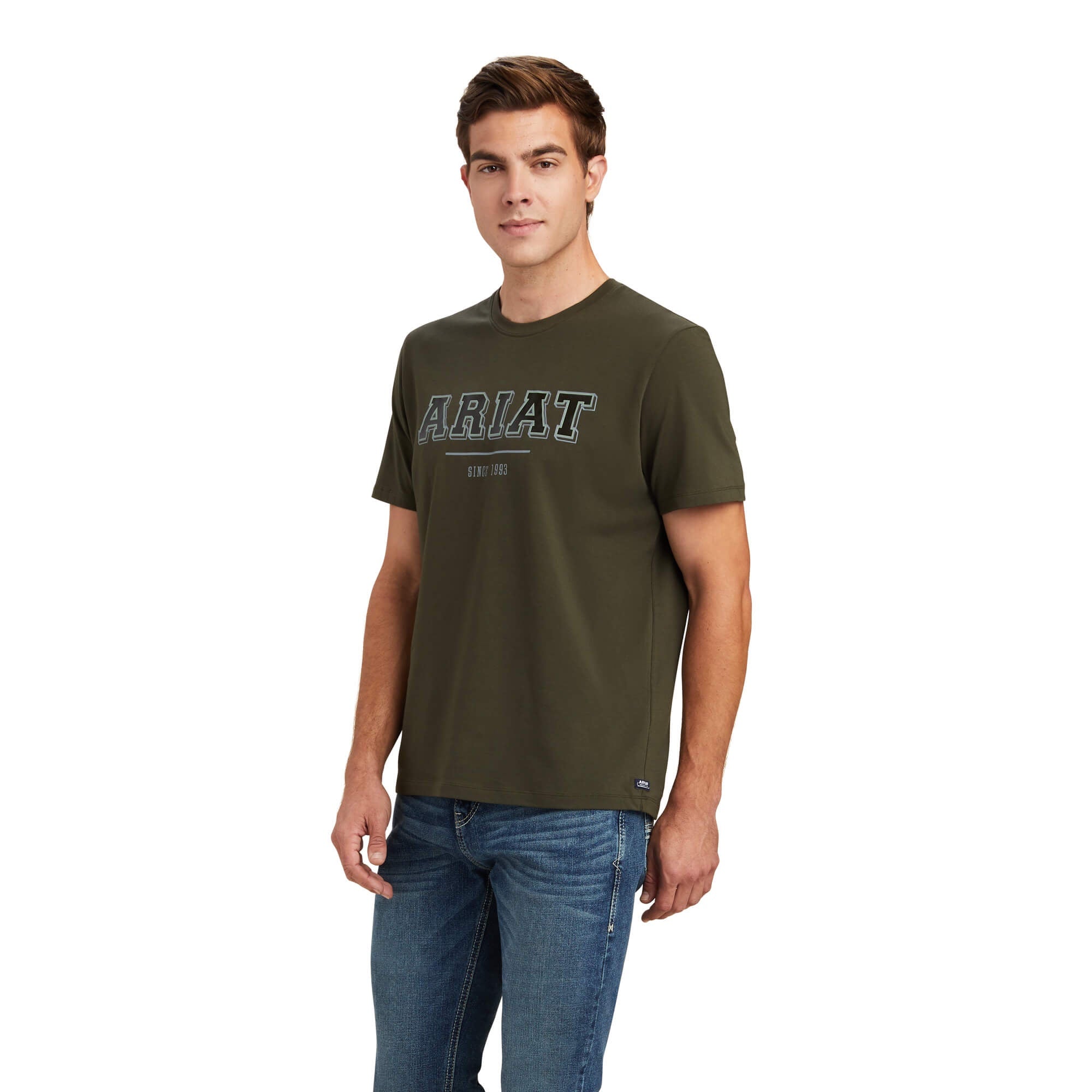 Mens Ariat Varsity Tee Tshirt - Forest Mist Green (6850901835853)