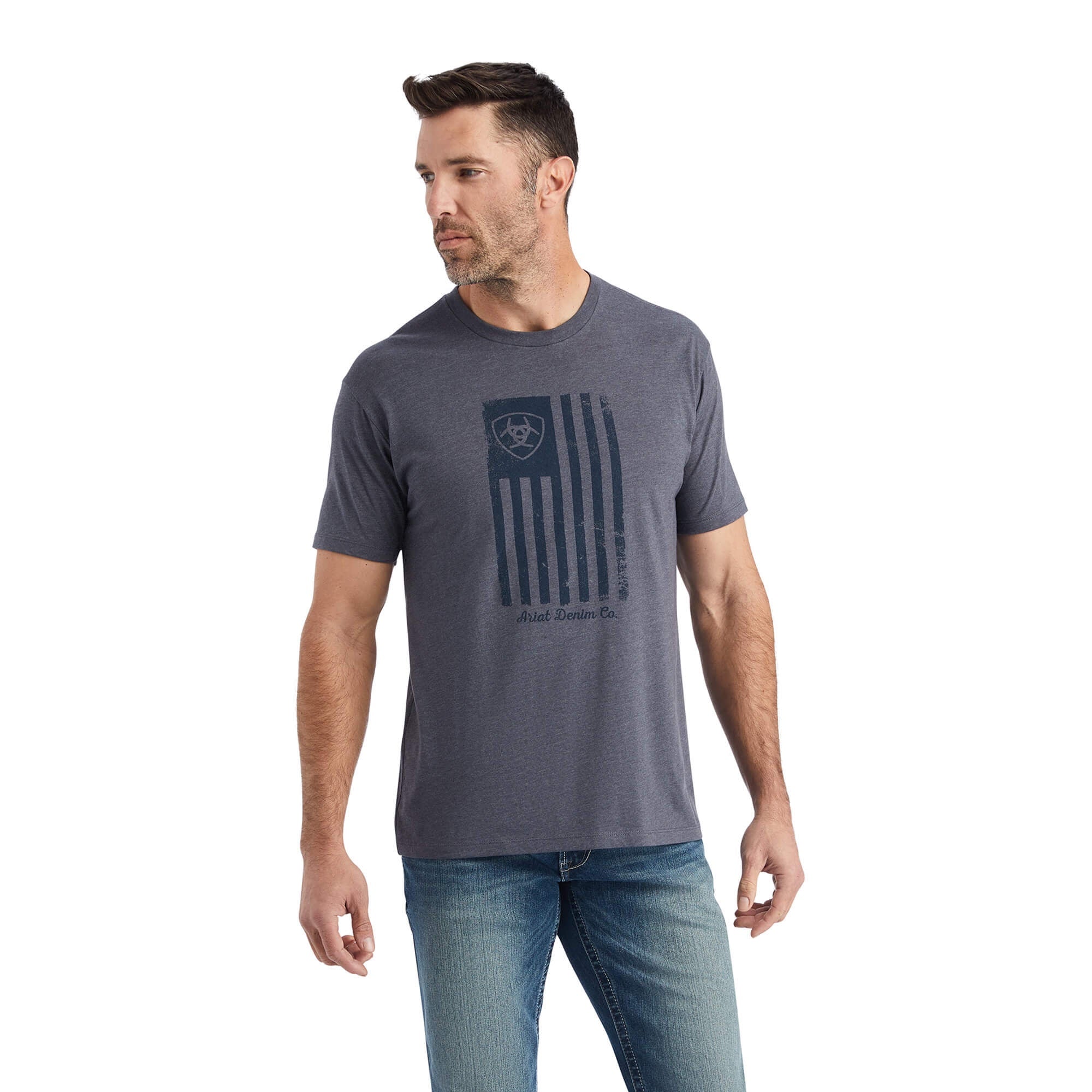 Mens Ariat Faded Tee Tshirt - Titanium Heather (6852747395149)