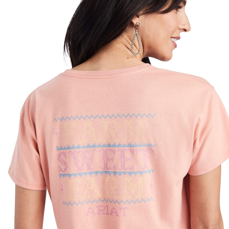 Womens Ariat Cross Stitch Tee Tshirt - Sunset (6856373698637)