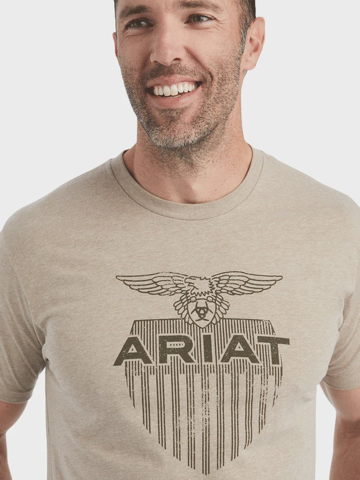 Mens Ariat Diamond Shield Tee Tshirt - Oatmeal or Charcoal (6875461353549)