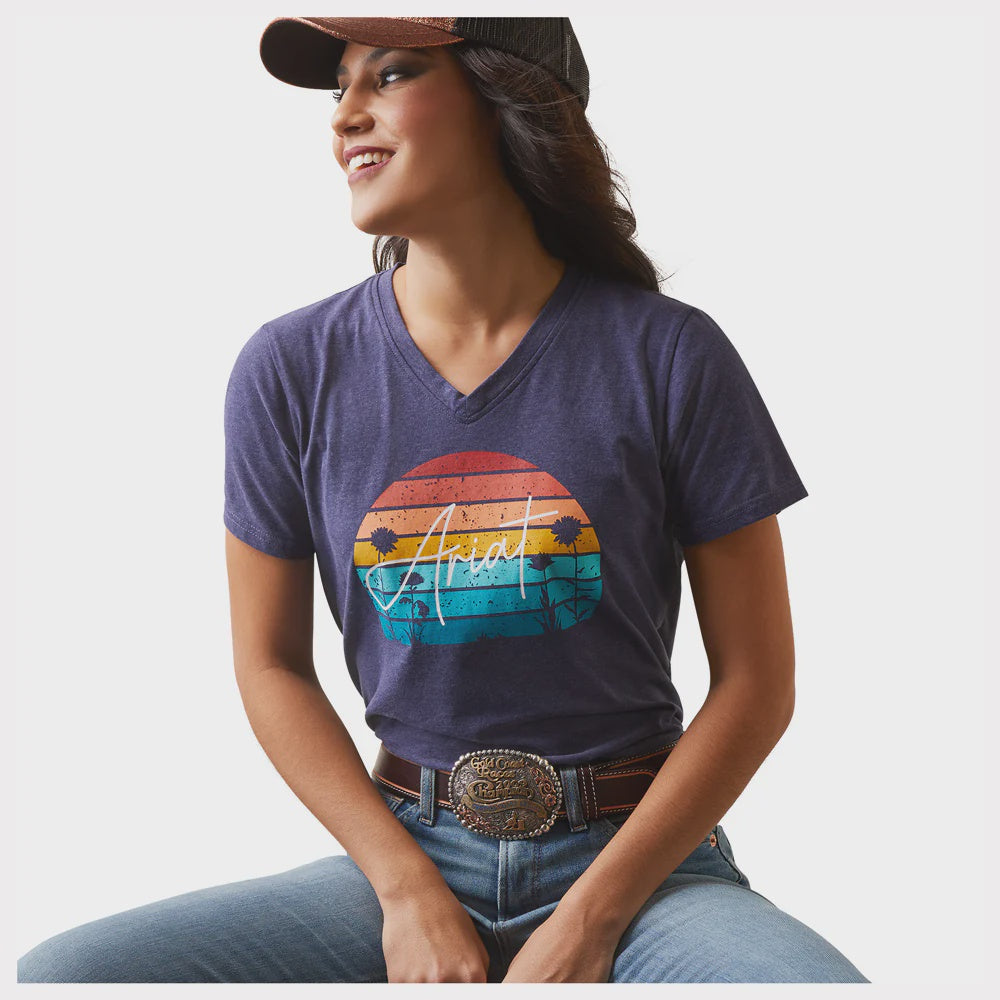 Womens Ariat REAL Horizon Tee Tshirt - Navy (6910001512525)