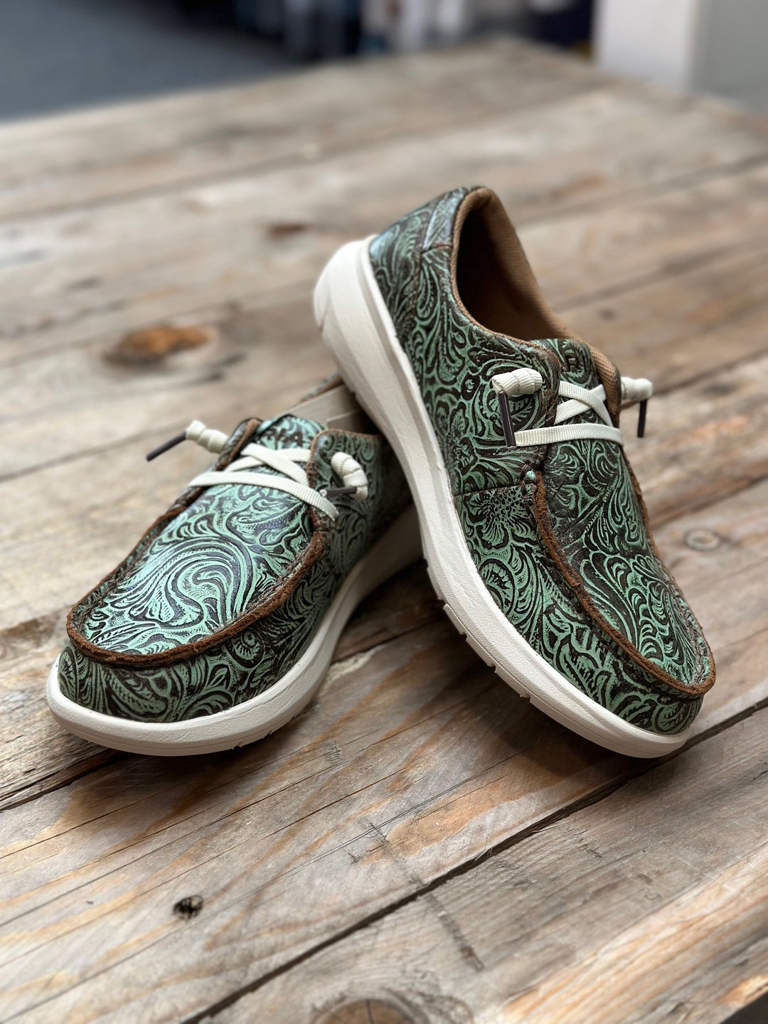 Womens Ariat Hilo Slip on Shoe - Turquoise Floral Embossed (6851764027469)