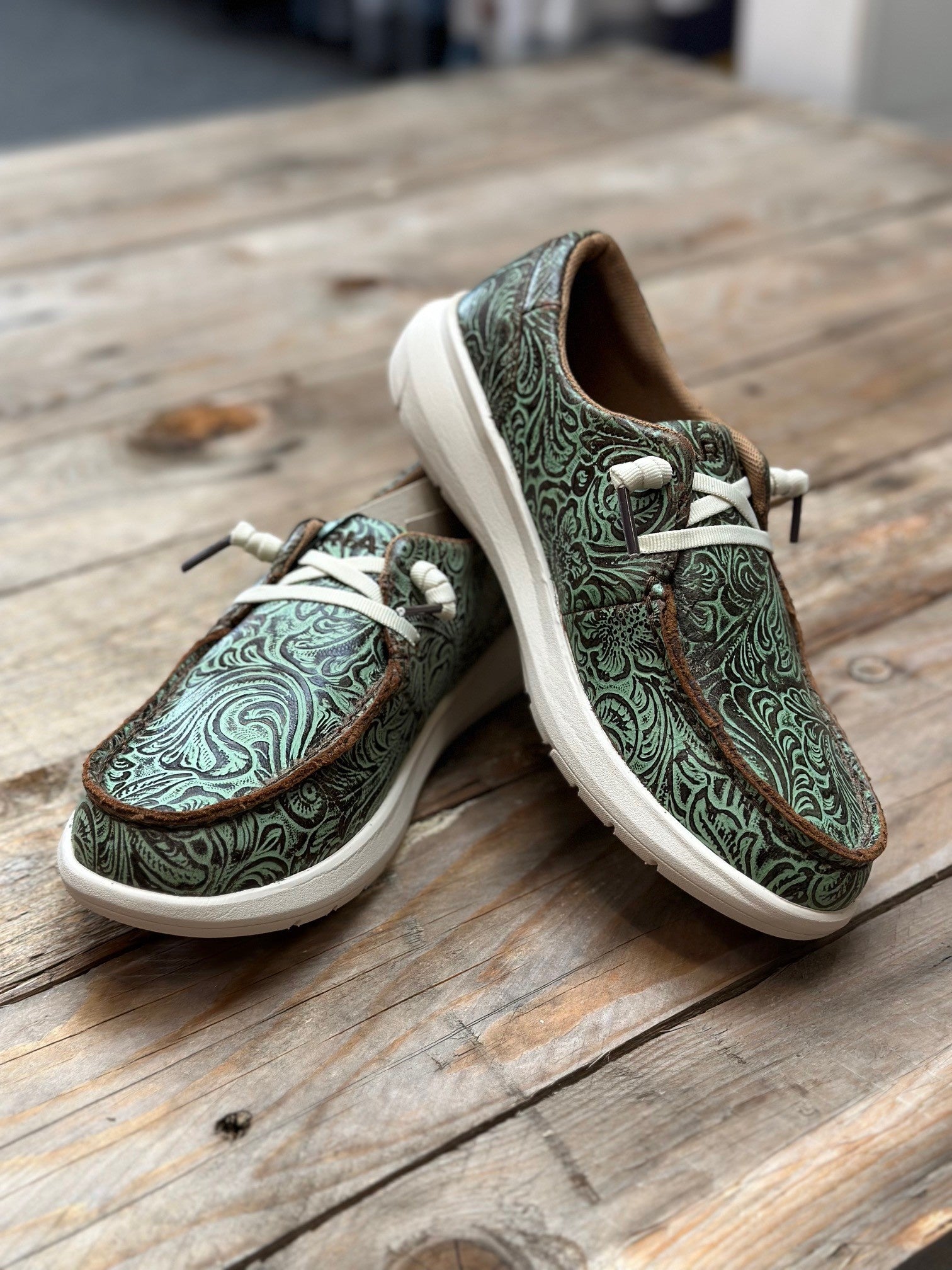 Womens Ariat Hilo Slip on Shoe - Turquoise Floral Embossed (6851764027469)