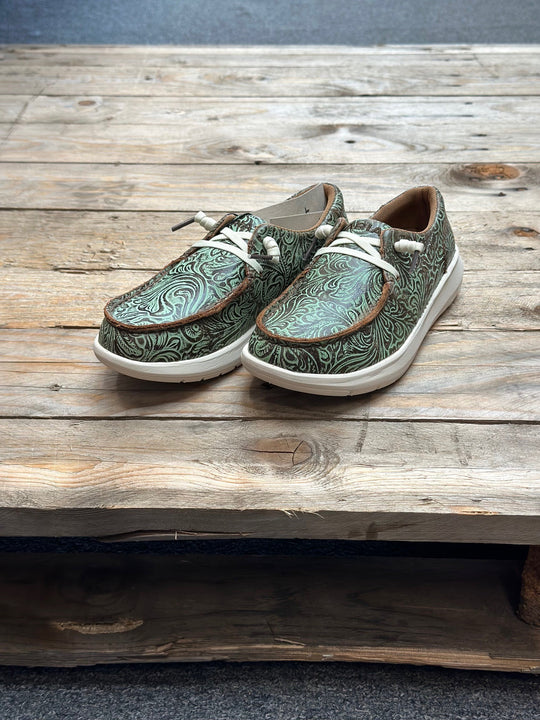 Womens Ariat Hilo Slip on Shoe - Turquoise Floral Embossed (6851764027469)
