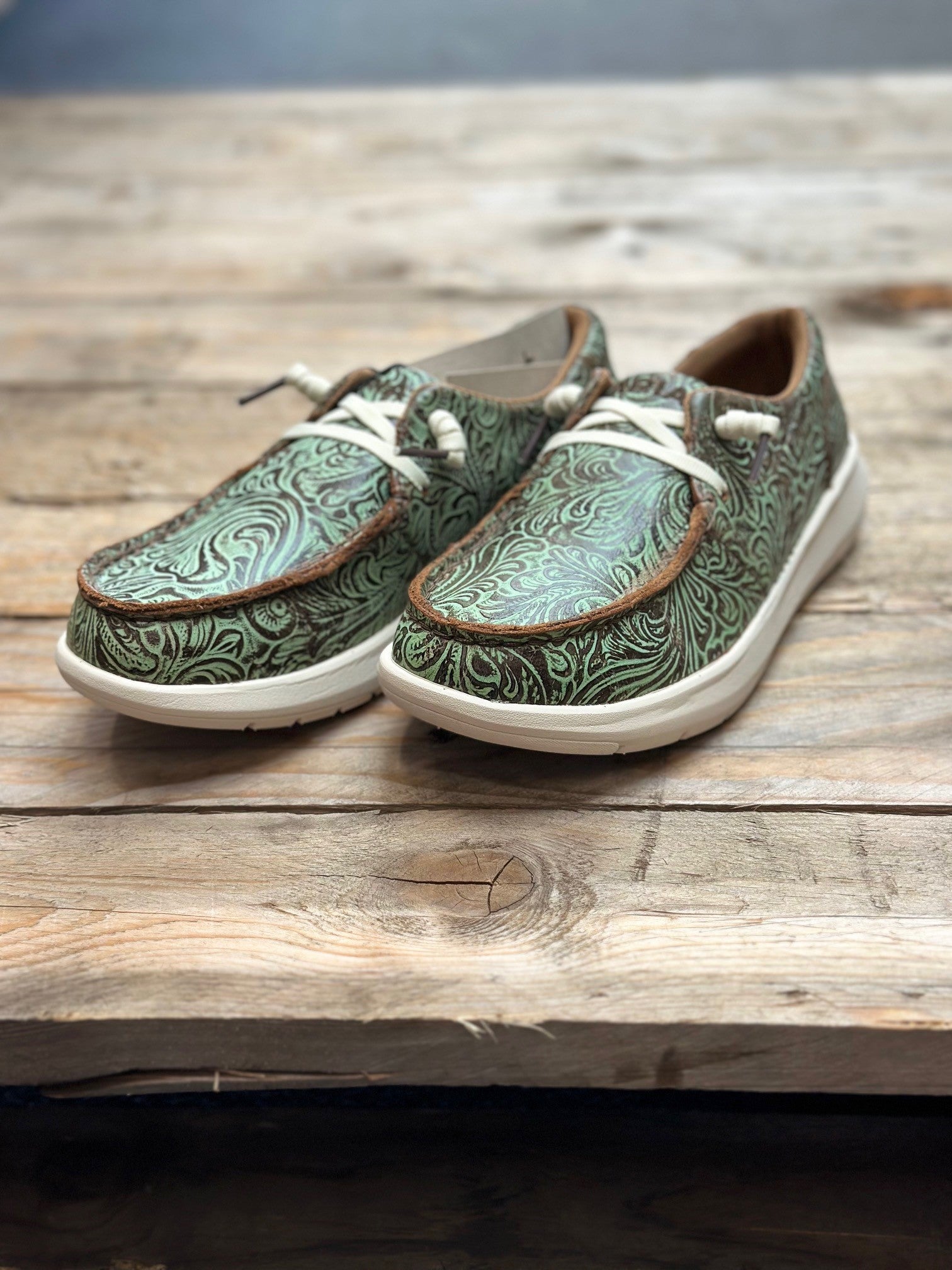 Womens Ariat Hilo Slip on Shoe - Turquoise Floral Embossed (6851764027469)