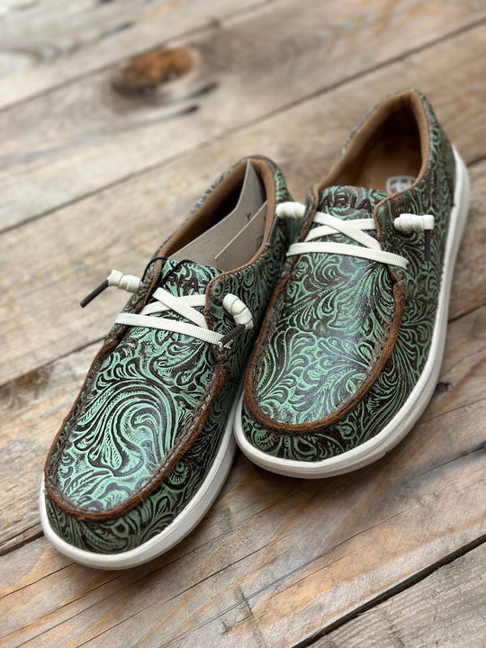 Womens Ariat Hilo Slip on Shoe - Turquoise Floral Embossed (6851764027469)