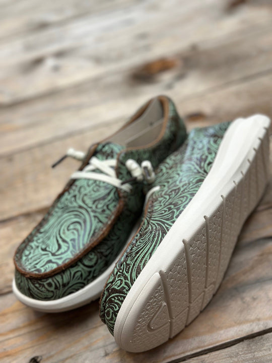 Womens Ariat Hilo Slip on Shoe - Turquoise Floral Embossed (6851764027469)