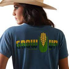 Womens Ariat Grow Up Tee Tshirt - Steel Blue (6875427569741)