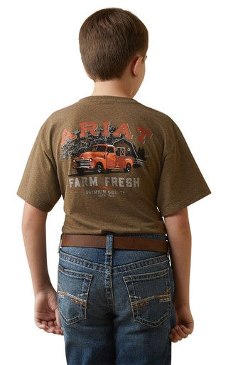 Boys Ariat Farm Truck Tee Tshirt - Mocha Heather (6913511260237)