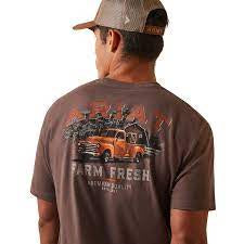 Mens Ariat Farm Truck Tee Tshirt - Brown Heather (6875461419085)